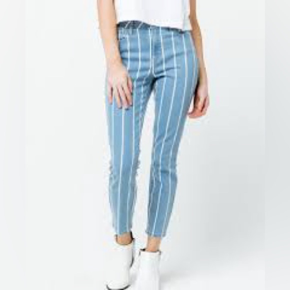 RSQ Cali High Rise Striped Skinny Jeans‎ Blue White Size 7/28